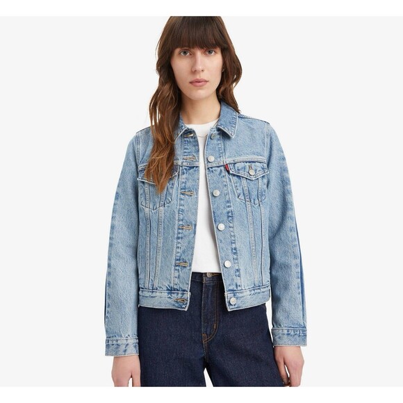 Levi’s Original Denim Trucker Jacket “All Mine” Medium Wash Women's SZ XS Spring - Picture 3 of 12